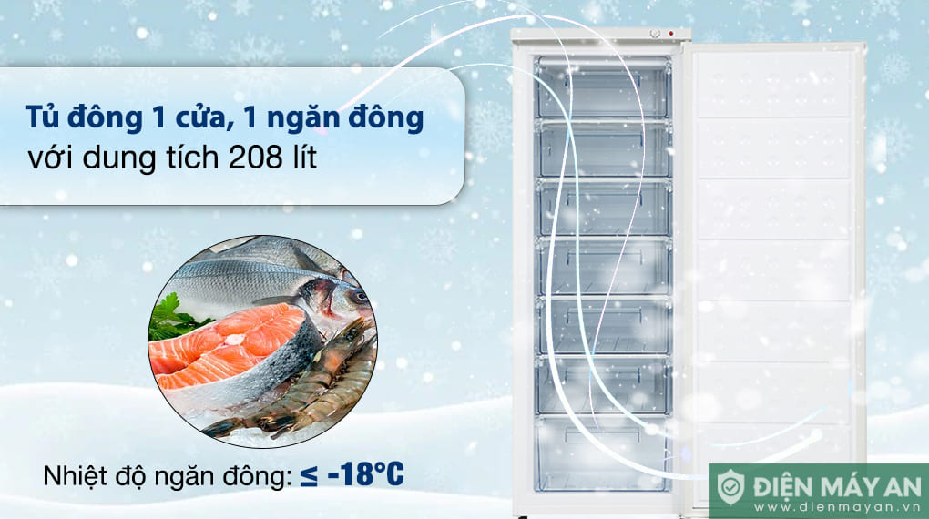 Tủ đông đứng Hòa Phát 208 Lít HPF UAH6208